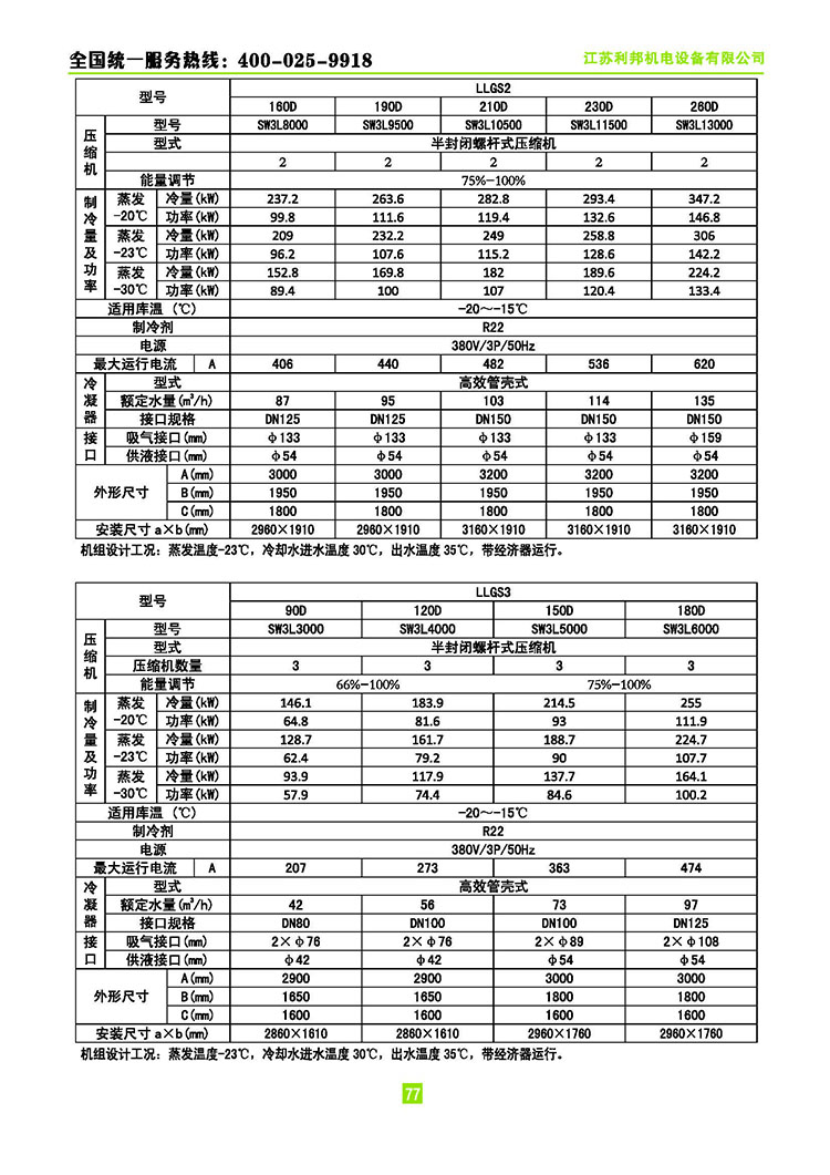 萊富康水冷螺桿并聯機組